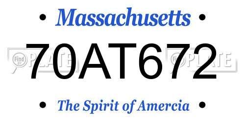 70AT672 Massachusetts License Plate