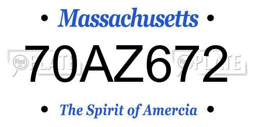 70AZ672 Massachusetts License Plate