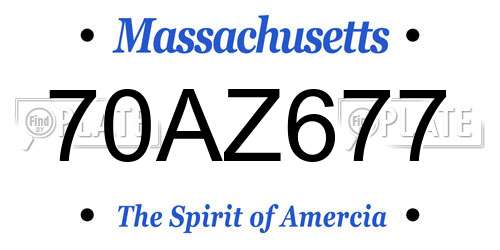 70AZ677 Massachusetts License Plate
