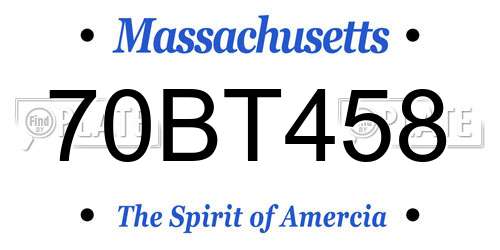 70BT458 Massachusetts License Plate
