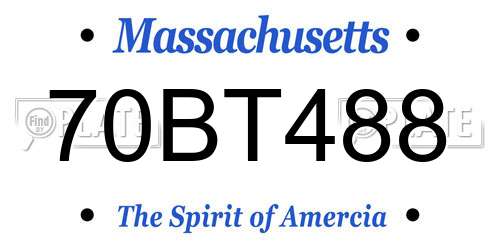 70BT488 Massachusetts License Plate