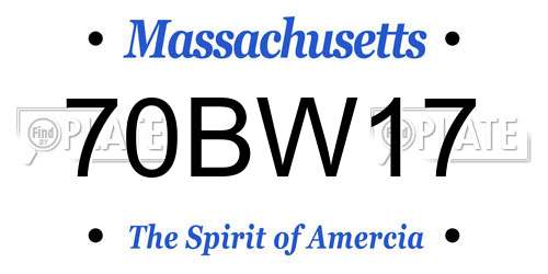 70BW17 Massachusetts License Plate