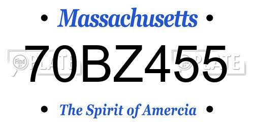 70BZ455 Massachusetts License Plate