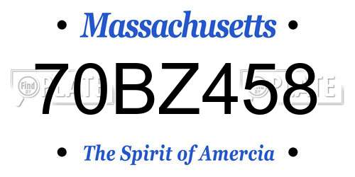 70BZ458 Massachusetts License Plate