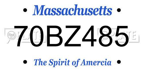 70BZ485 Massachusetts License Plate