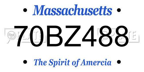 70BZ488 Massachusetts License Plate