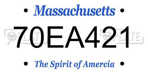 70EA421 Massachusetts License Plate