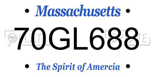 70GL688 Massachusetts License Plate