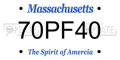 70PF40 Massachusetts License Plate