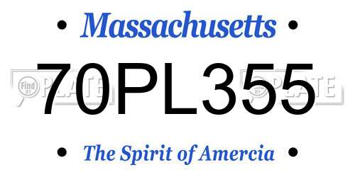 70PL355 Massachusetts License Plate
