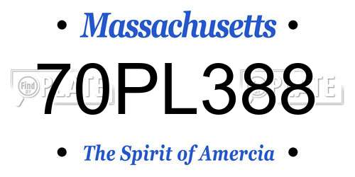 70PL388 Massachusetts License Plate