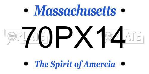 70PX14 Massachusetts License Plate