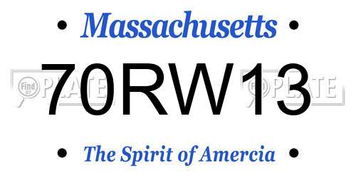 70RW13 Massachusetts License Plate