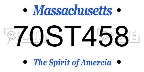 70ST458 Massachusetts License Plate