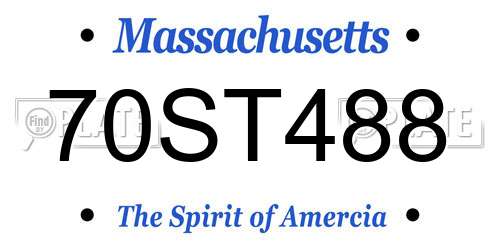 70ST488 Massachusetts License Plate