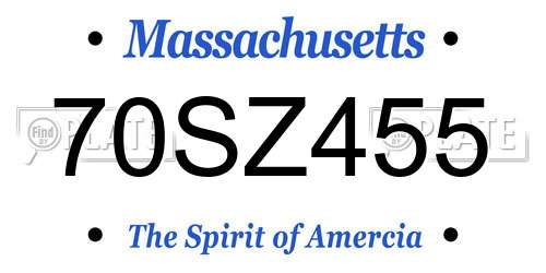 70SZ455 Massachusetts License Plate
