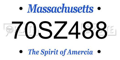 70SZ488 Massachusetts License Plate