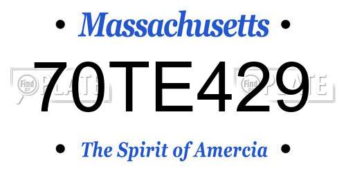 70TE429 Massachusetts License Plate