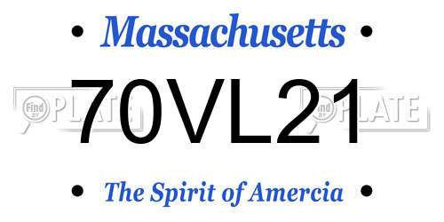 70VL21 Massachusetts License Plate