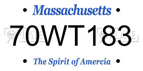 70WT183 Massachusetts License Plate