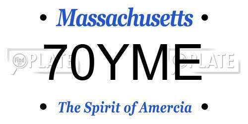 70YME Massachusetts License Plate