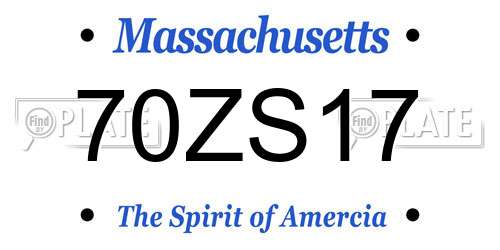 70ZS17 Massachusetts License Plate