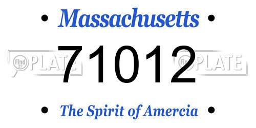 71012 Massachusetts License Plate