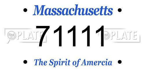 71111 Massachusetts License Plate