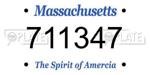 711347 Massachusetts License Plate