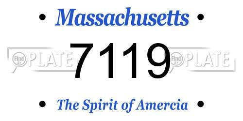 7119 Massachusetts License Plate