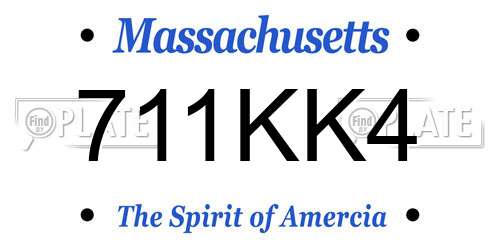 711KK4 Massachusetts License Plate