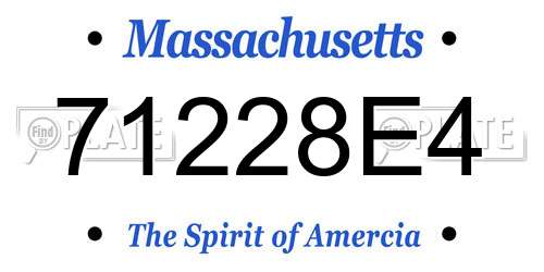 71228E4 Massachusetts License Plate