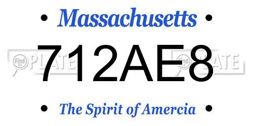 712AE8 Massachusetts License Plate