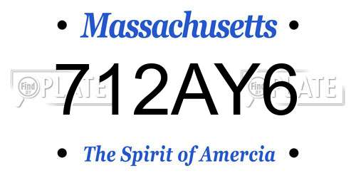 712AY6 Massachusetts License Plate