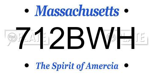 712BWH Massachusetts License Plate