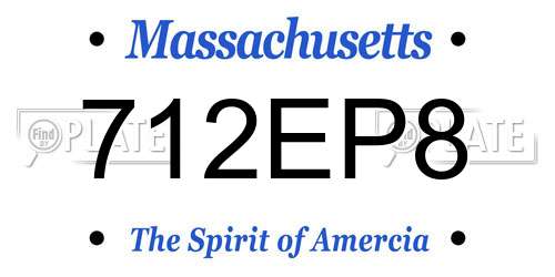 712EP8 Massachusetts License Plate