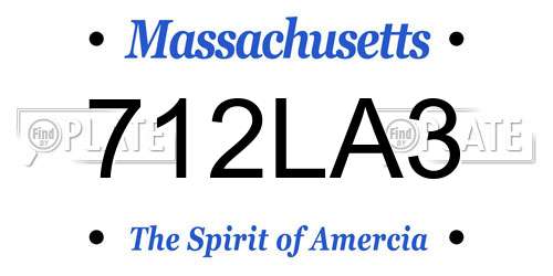 712LA3 Massachusetts License Plate
