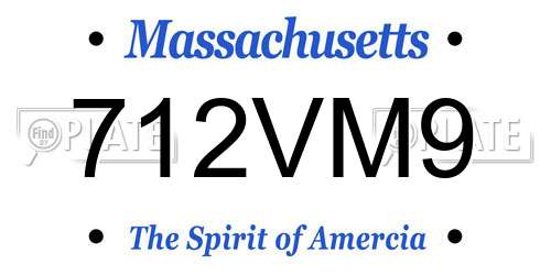 712VM9 Massachusetts License Plate