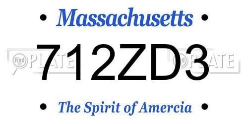 712ZD3 Massachusetts License Plate