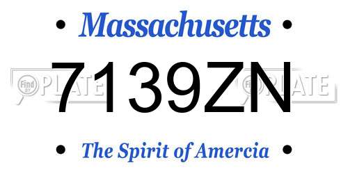 7139ZN Massachusetts License Plate