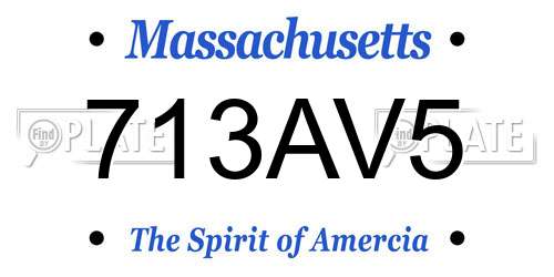 713AV5 Massachusetts License Plate