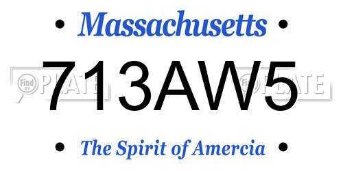713AW5 Massachusetts License Plate