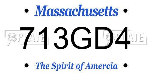 713GD4 Massachusetts License Plate