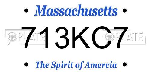 713KC7 Massachusetts License Plate