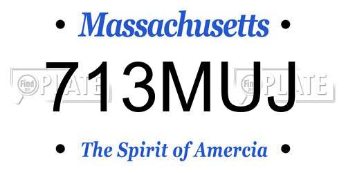 713MUJ Massachusetts License Plate