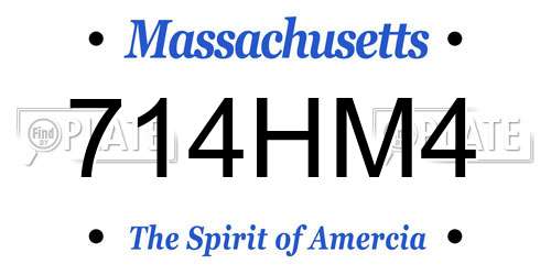 714HM4 Massachusetts License Plate