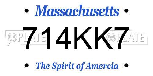 714KK7 Massachusetts License Plate