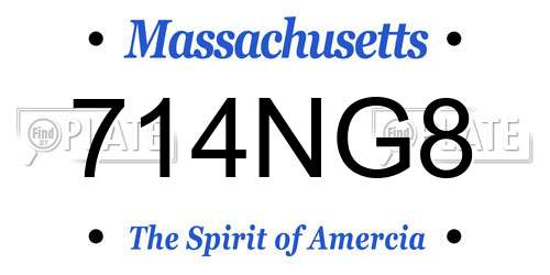714NG8 Massachusetts License Plate