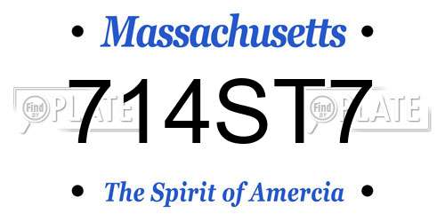 714ST7 Massachusetts License Plate