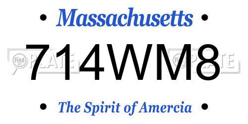 714WM8 Massachusetts License Plate